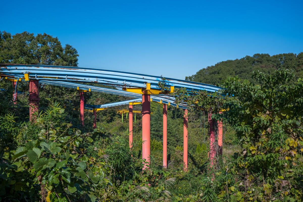 An abandoned and overgrown Japanese theme park