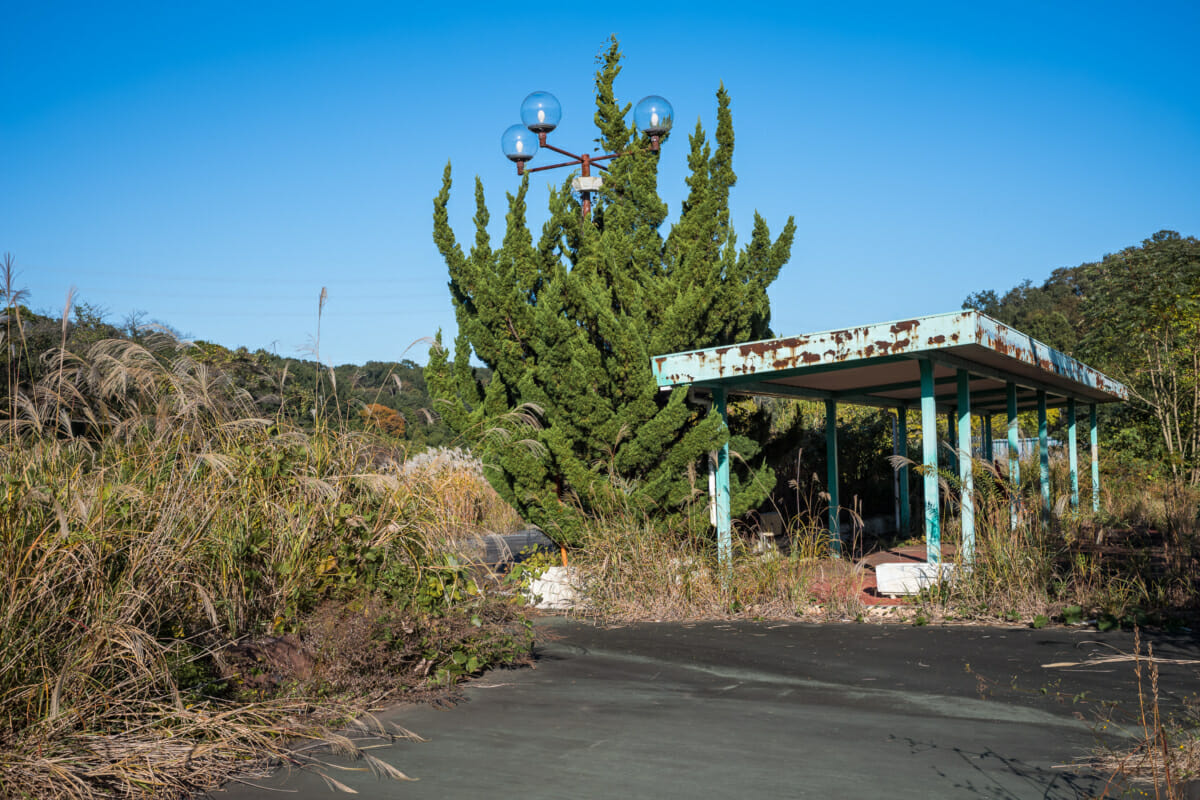 An abandoned and overgrown Japanese theme park