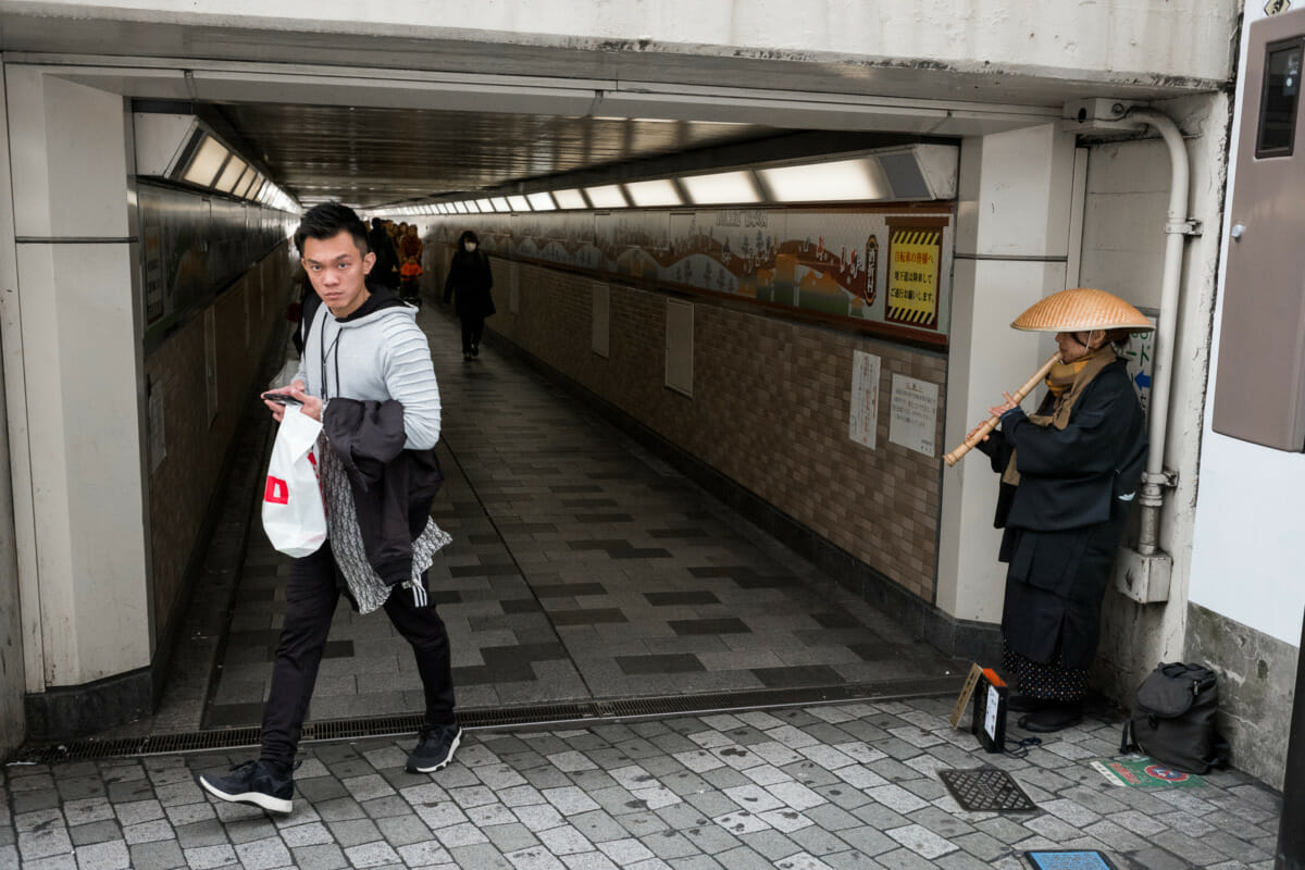 Buddhist street musician in Tokyo