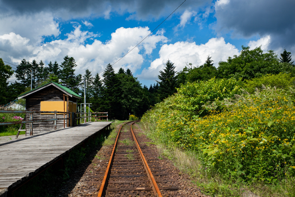 an old and abandoned Japanese train line