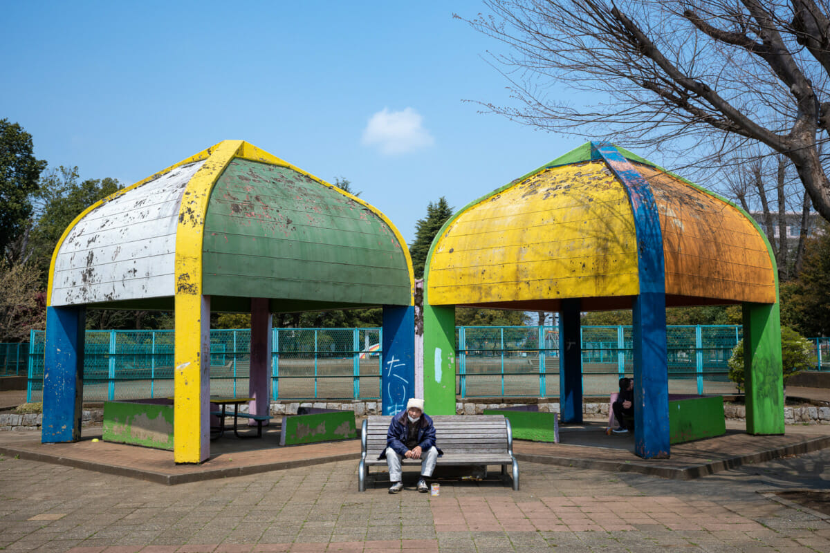 a colourful but grim Tokyo park