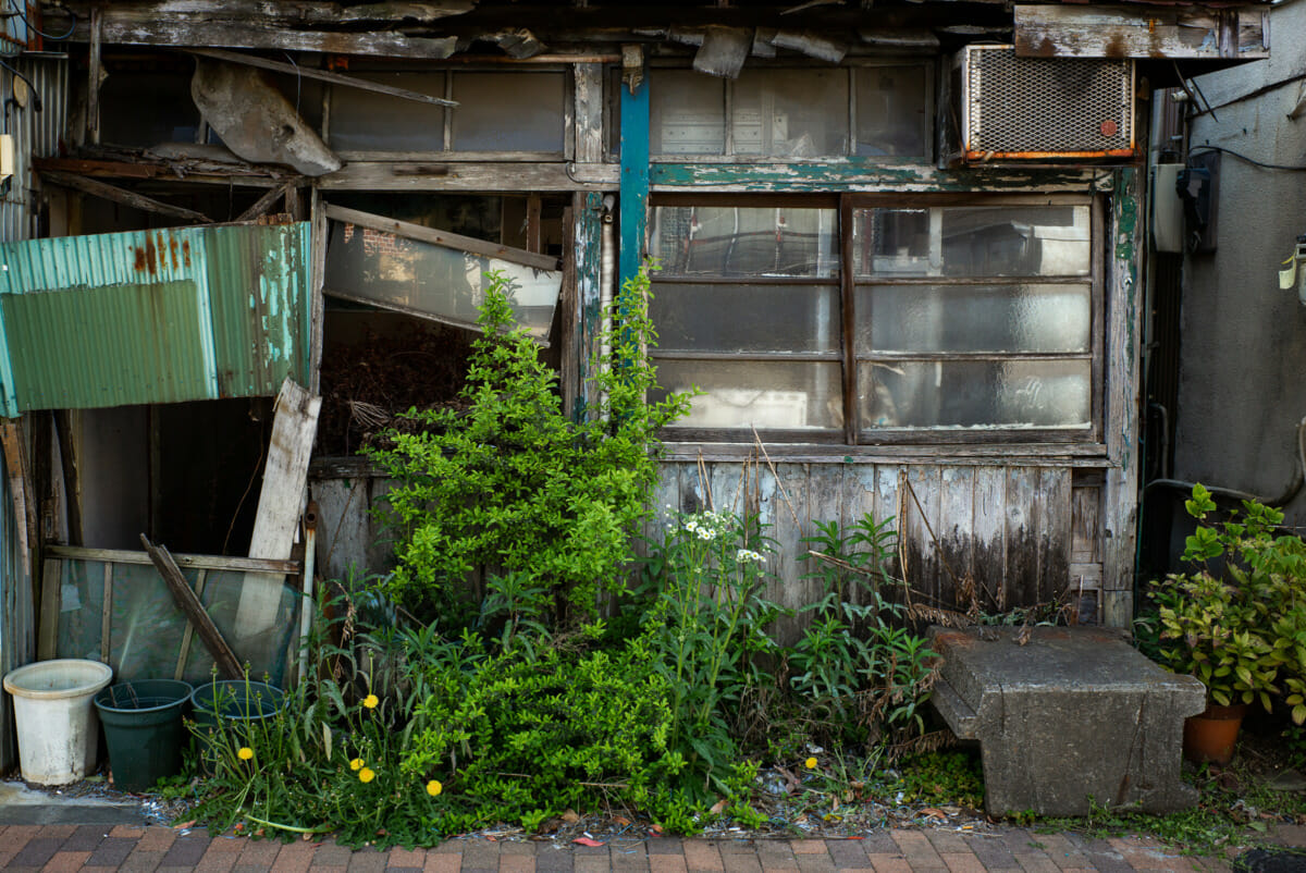 abandoned and crumbling old Tokyo hairdressers