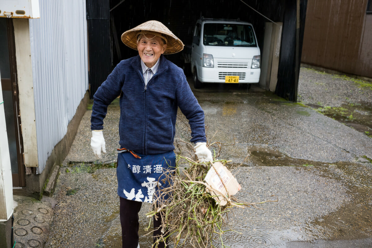 The faded traditional shop fronts of an old Japanese town