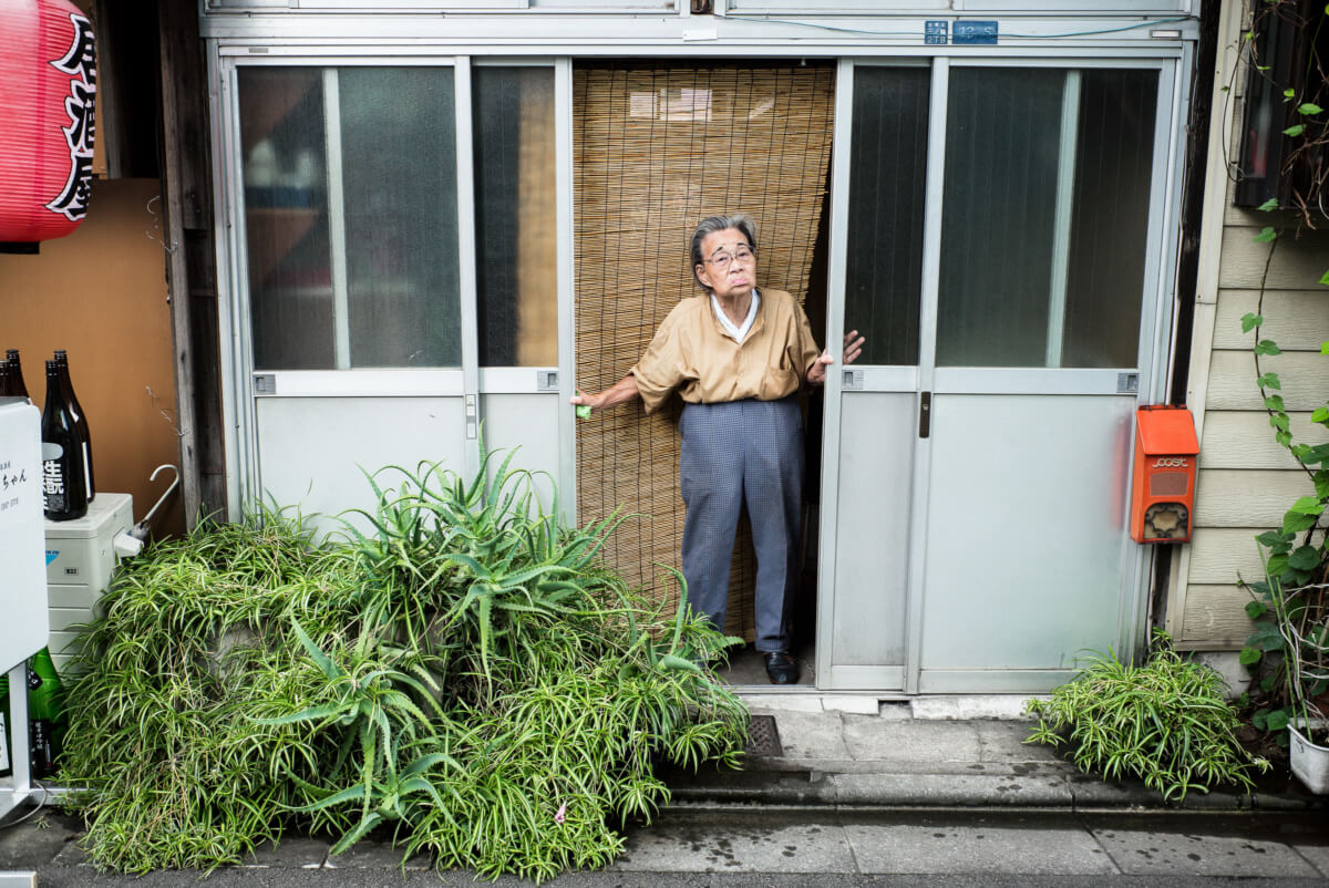 Portrait of an expressive and expressive old Japanese lady