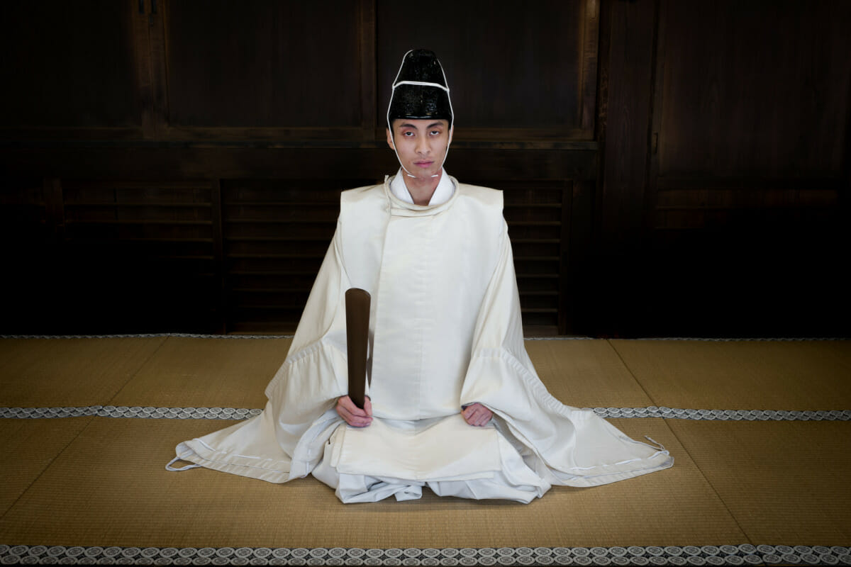 intense looking shinto priest in Tokyo