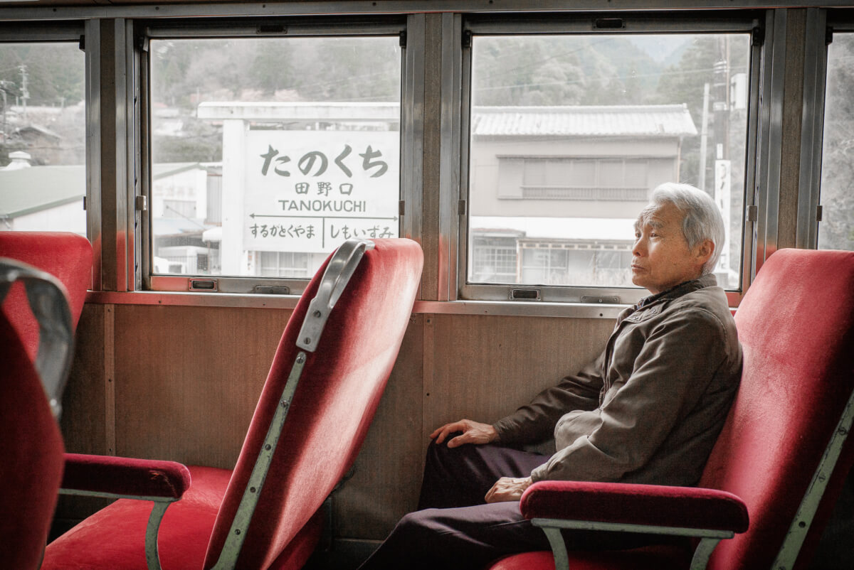 the quiet of a countryside Japanese train