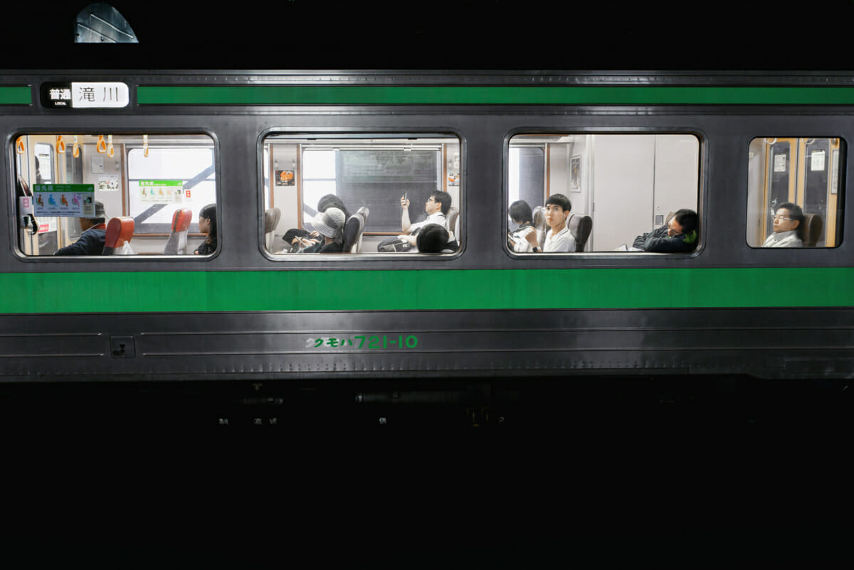 Japanese passing train eye contact