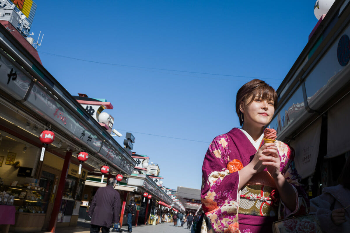 Tokyo kimono and winter ice cream