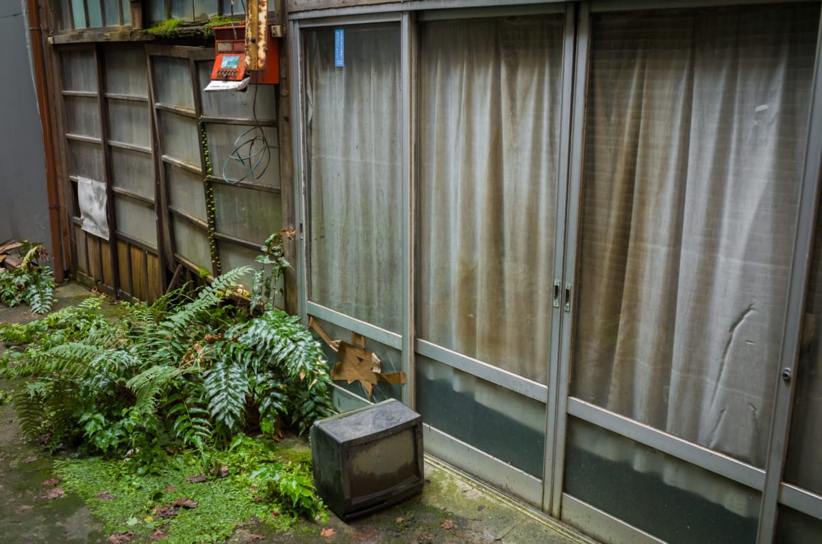 The overgrown beauty of a long abandoned Japanese shopping arcade