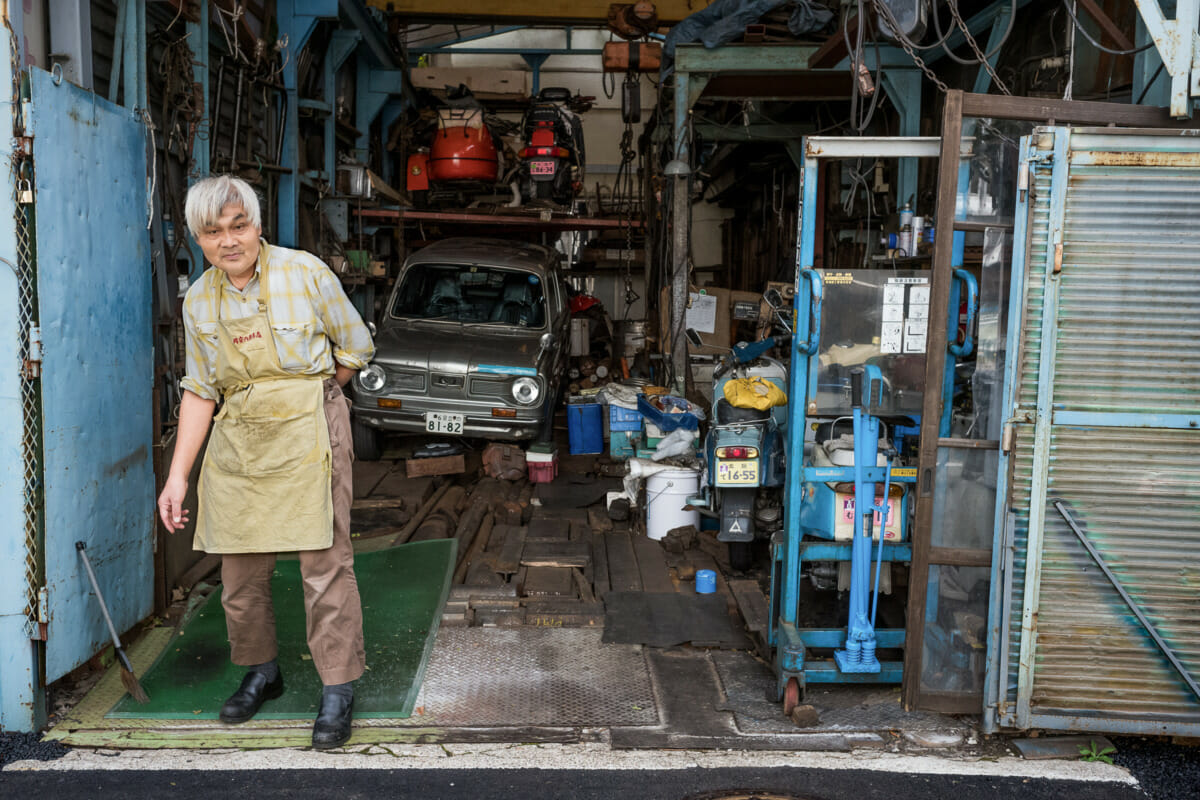 old and cluttered Tokyo garage