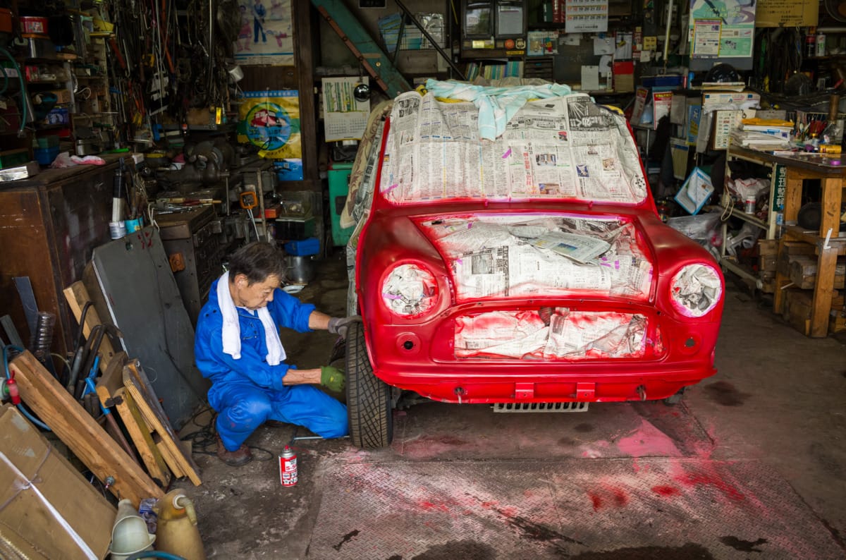 The life of a red mini in an old Tokyo garage