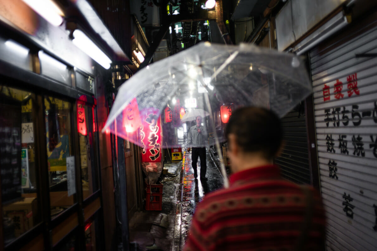 Shinjuku piss alley in the rain