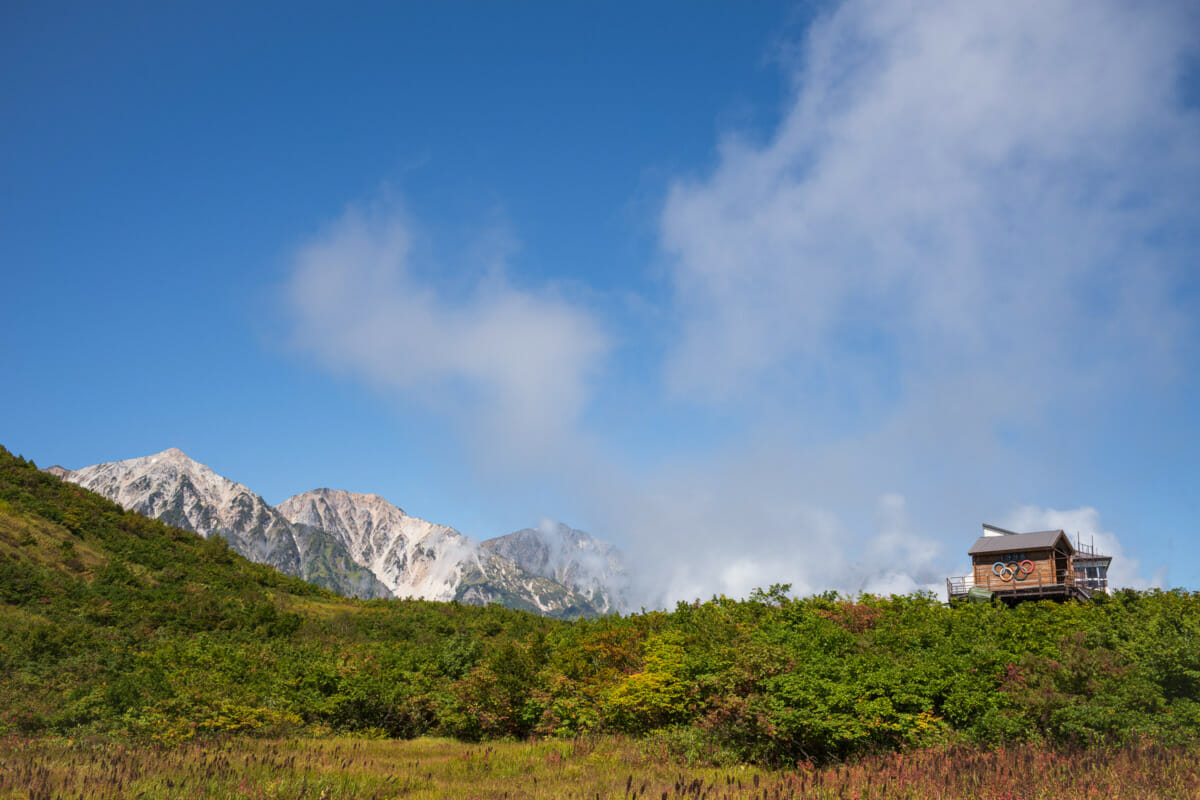 the Japanese alps on the cusp of autumn