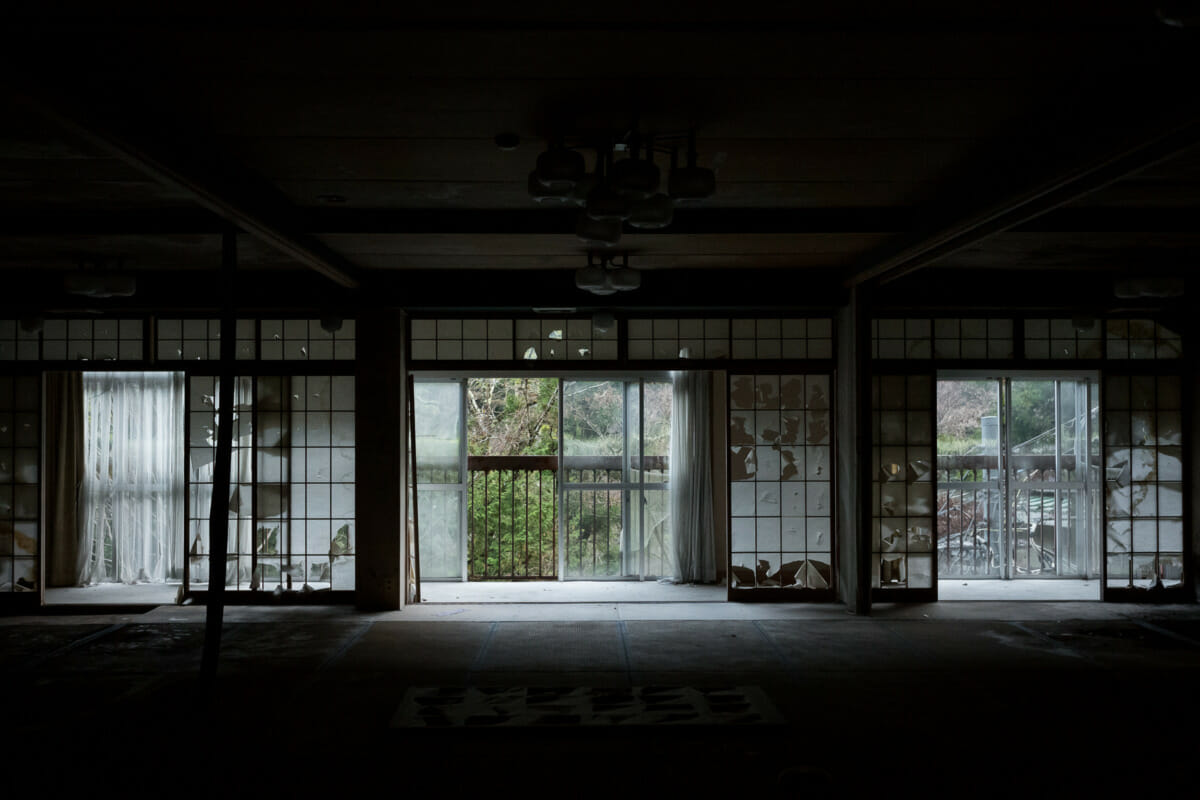 The shadows and silence of an abandoned Japanese hotel