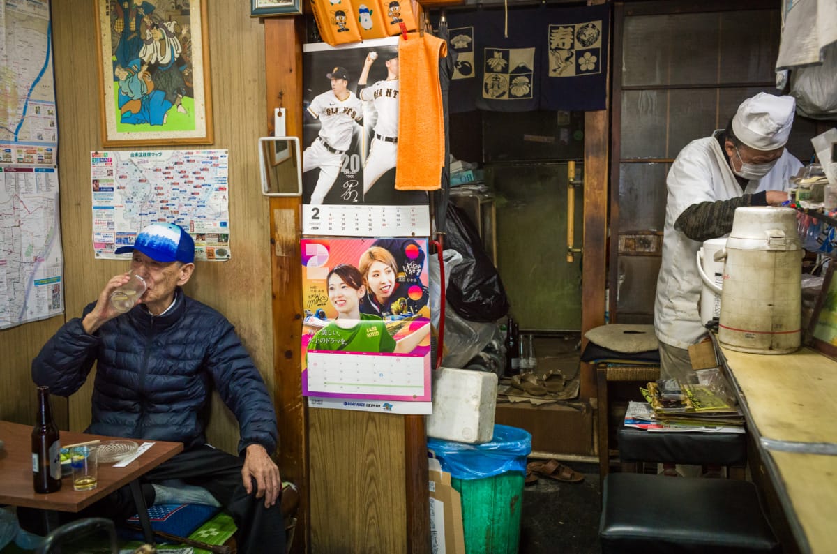 A cluttered and tiny old Tokyo tonkatsu restaurant