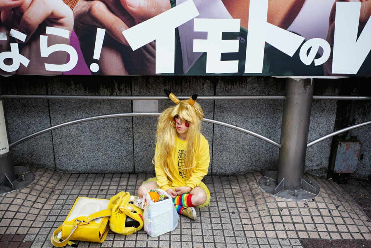 a sad looking Tokyo halloween Pikachu