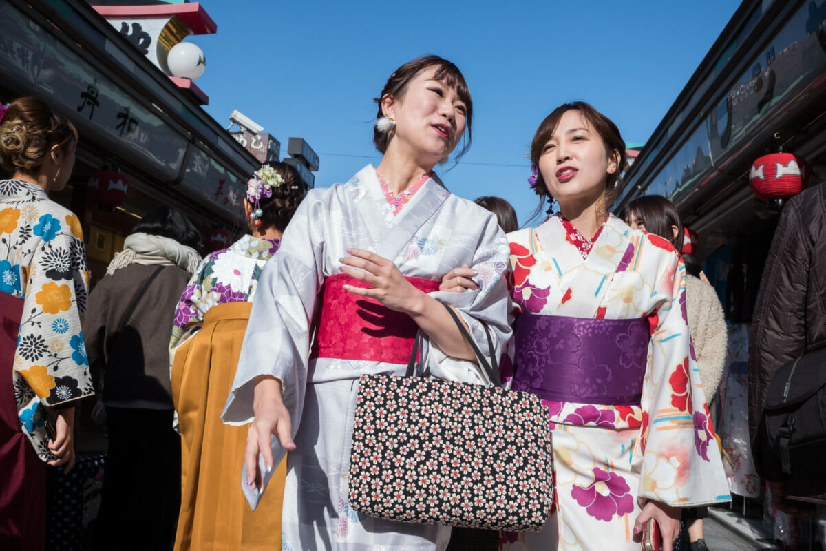 Japanese kimono colours and flowers