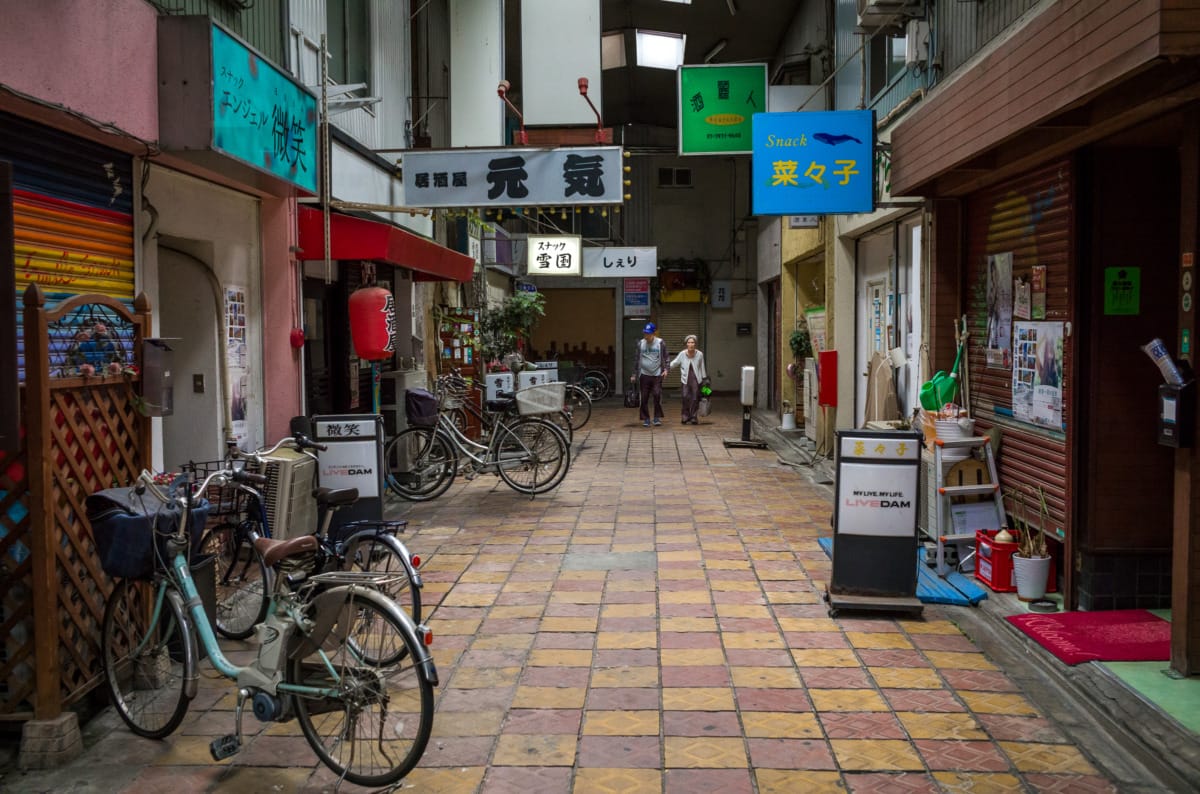 Details of a dated old Tokyo shopping arcade