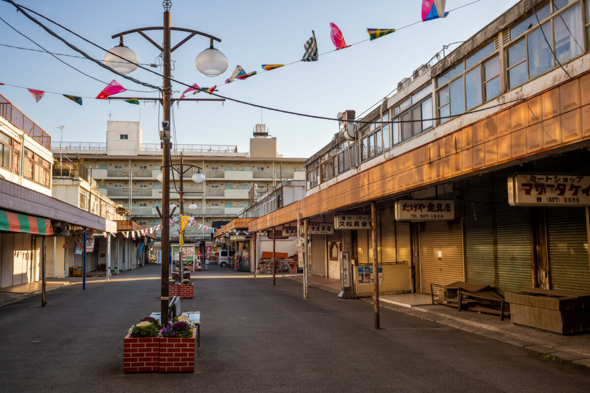 sunset on a tokyo shopping street