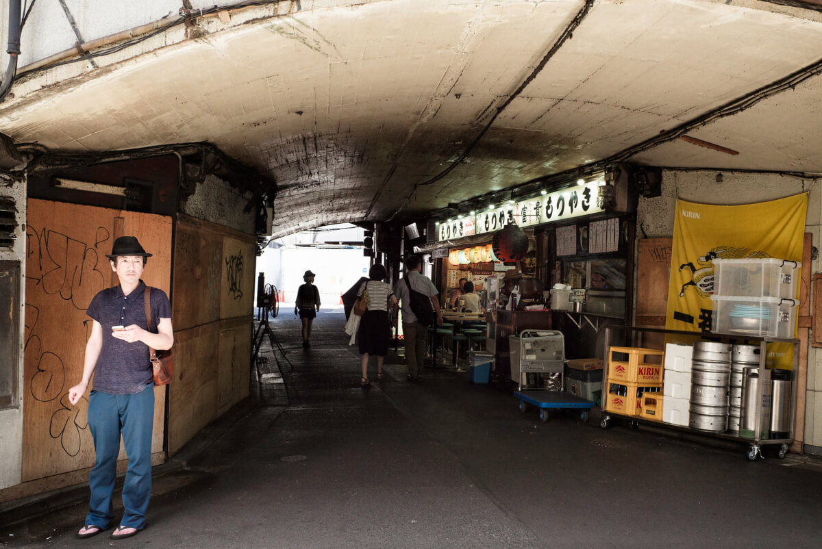 under the tracks in Tokyo